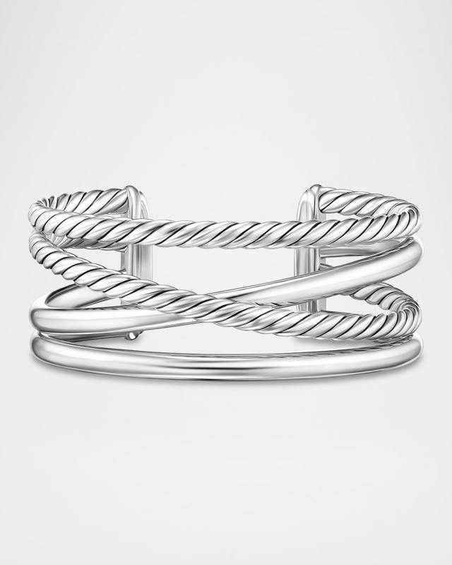 Crossover 5 Row Cuff Bracelet in Silver, 25